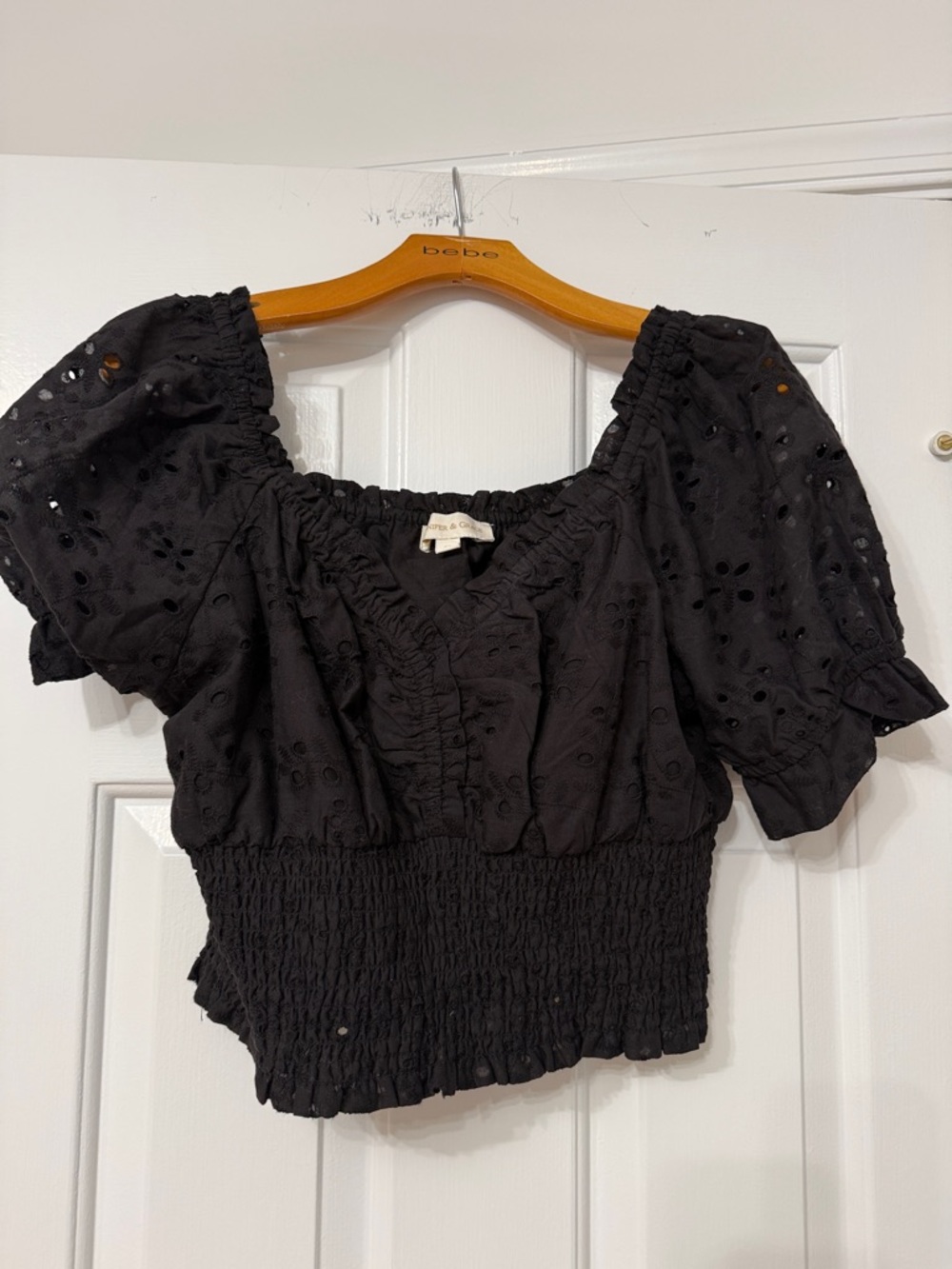 Blacks Eyelet Smocked Crop Top and skirt set. 100% Cotton.